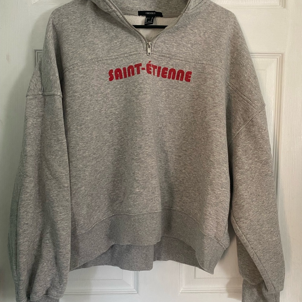 Gray Saint-Etienne Cropped Quarter Zip - Size L